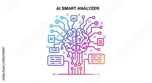 AI Smart Analyzer brain circuit concept for modern technology and data processing advancements