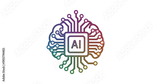 Vibrant Artificial Intelligence brain icon showcasing futuristic technology and computational