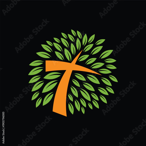 Nature plant flower for christian cross church logo design inspiration