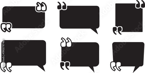 Speech bubble, speech balloon, chat bubble line art icon for apps and websites. Set of speech bubble, comic sticker, chat box and empty social media message balloon silhouette
