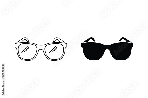 Sunglasses and Eyeglasses Vector Illustration with Flat Design