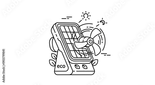 Eco-Friendly Solar Powered Fan Symbolizing Sustainable Energy and Green Technology Solutions