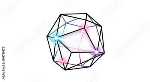 An intricate geometric framework showcasing interconnected glowing data points representing