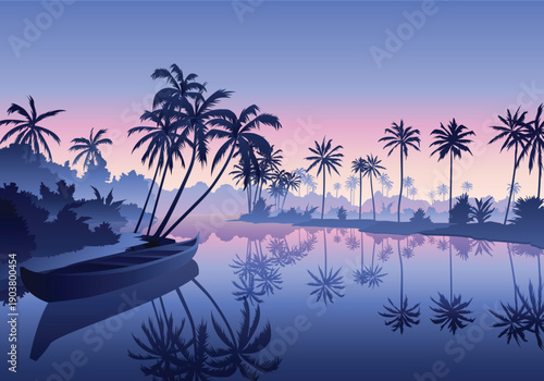 tropical island with palm trees