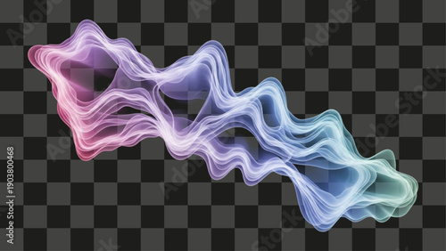 Layered Wave Abstract flowing liquid shape smooth digital vector graphic translucent purple blue teal element