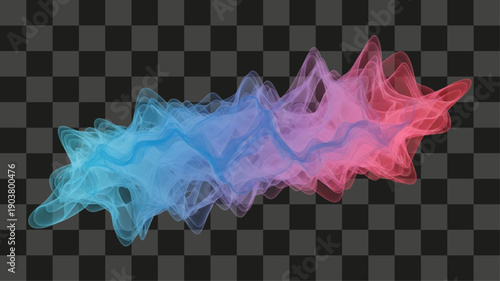 Fluid Gradient Digital Illustration Wavy Flowing Shape Spectrum Blue Pink Transparent Overlay Effect