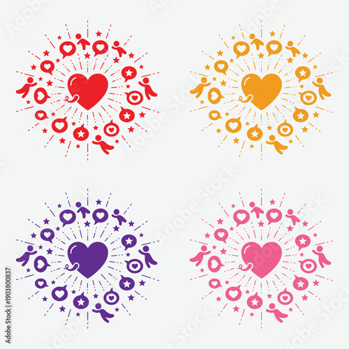 World Compliment Day Illustration with Heart and People Sharing Positive Messages