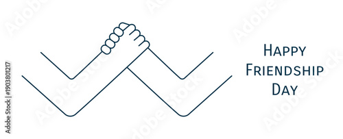 Two hands clasped in homie handshake, isolated on transparent. Line vector illustration, editable stroke. Friendship day design element, clip art. Friends, teamwork, partnership, community concept