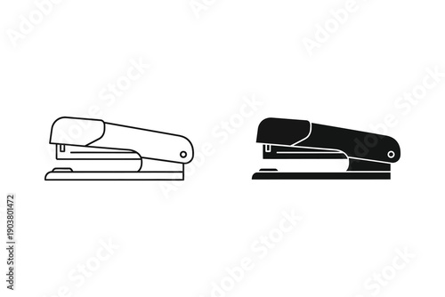 Black and white stapler vector illustration, flat design office supply