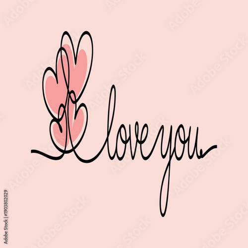 Simple Love You Heart Line Art On Soft Background
