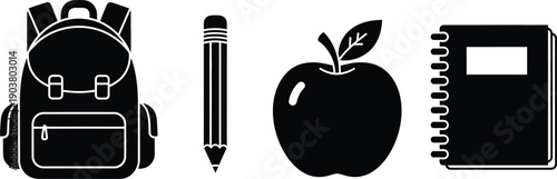 Back to School Education and Student Supply Icons