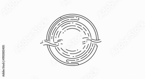Minimalist circular ripple wave icon design with abstract sound or target motif on white background