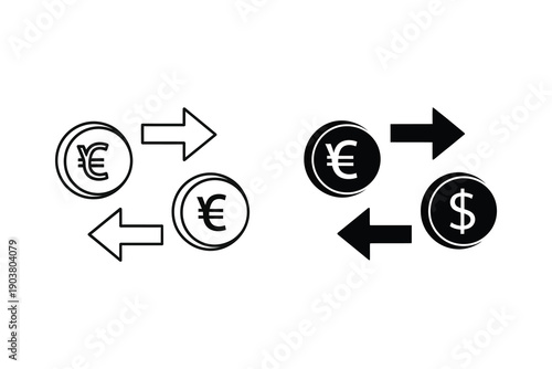 Currency Exchange Euro Dollar Transfer Financial Transaction Vector Illustration