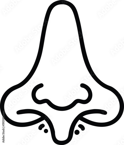 A minimalist vector illustration of a nose with a runny effect