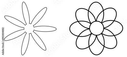 Daisy flower outline icon on transparent. Daisy flower outline flat icon, isolated on transparent background. SVG version.