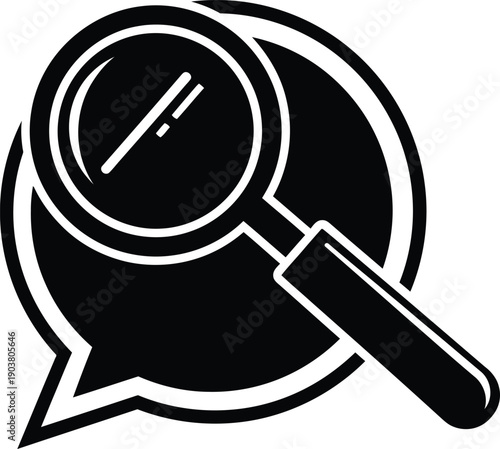 Magnifying glass over a speech bubble