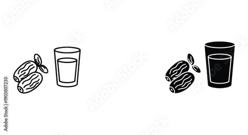 Cocoa Beans and Glass of Chocolate Milk Illustration, Healthy Drink, White Background, Simple Design