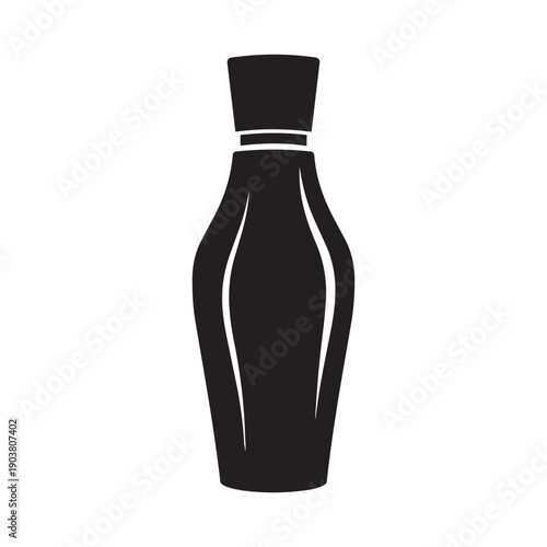 Elegant black vector icon of a luxury perfume bottle with a simple cap
