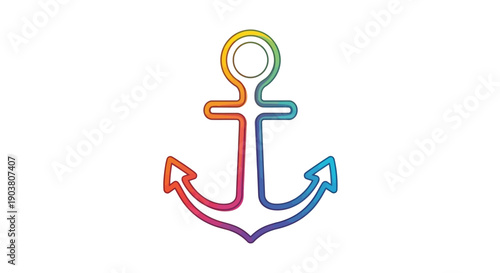Vibrant rainbow anchor symbol of hope and stability colorful nautical emblem