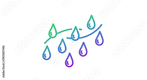 Colorful gradient water drops or rain icon symbolizing hydration and environmental elements