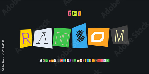 Paper Font Logo Alphabet Vector Collage Letter Set Modern Typography, Note Typographic Design for Title Text, Ransom Poster Headline, Type Symbol Logotype, Magazine Cutout Fonts. Vector Typeface