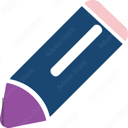 Colorful pencil with pink eraser blue pencil stationery