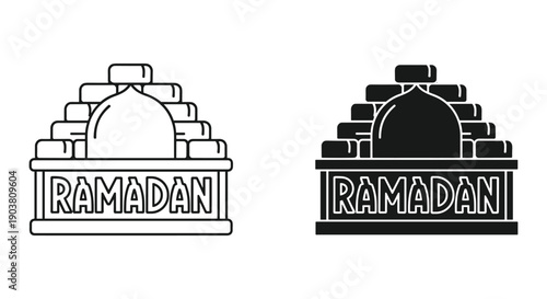 Ramadan themed illustration with mosque and dome graphic design elements