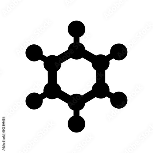 Stylized representation of a benzene molecule structure Vector, illustration
