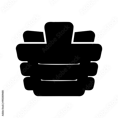 Stack of three black chairs with armrests against a white background Vector, illustration