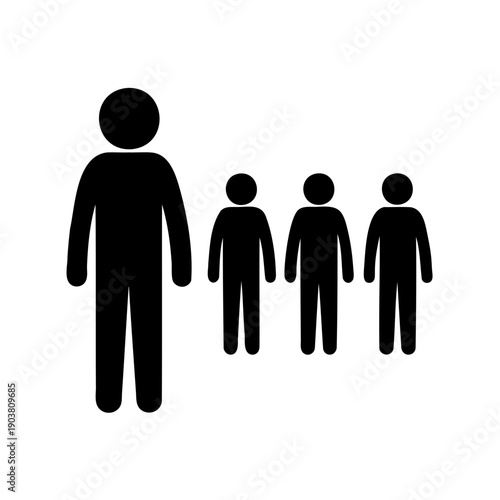 Family of silhouettes showing generational height differences Vector, illustration