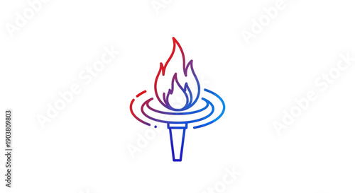Vibrant gradient line art of a flaming torch symbolizing victory and eternal spirit an iconic