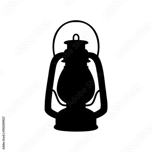 A classic black kerosene lantern with a sturdy handle design Vector, illustration