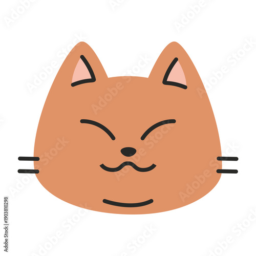 A kind and contented cat smiles. Trendy modern vector illustration isolated on white background, hand drawn, flat design
