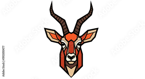 Geometric antelope head graphic on white
