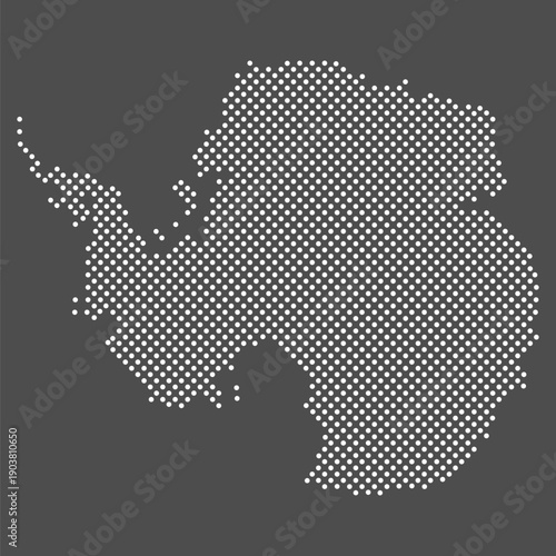 Antarctica map dot on gray background.  Dotted map of continent  Antarctica for your design. Vector eps10.
