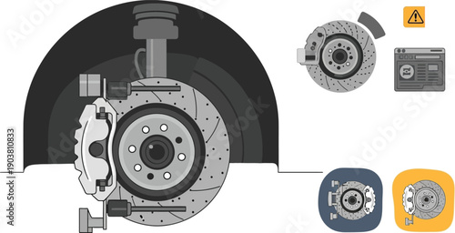 Vector brake disc illustration for automotive industry