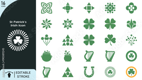 St Patricks Day Irish Symbols Icon Set