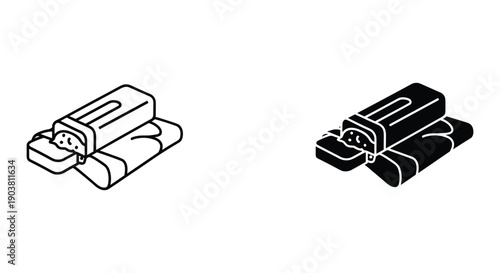 Simple Black and White Illustration of Chocolate Bars with Ribbon Packaging