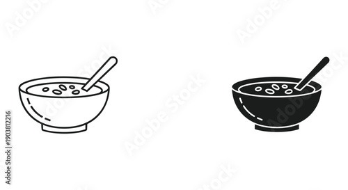 Mortar and pestle set black and white minimalist kitchenware cooking tools illustration vector