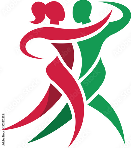 Creative Dance Duo Logo Abstract People Movement Vector Icon