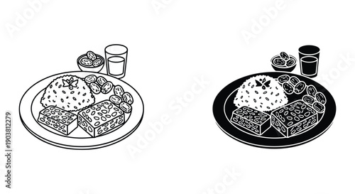 Traditional Japanese sushi set with chopsticks and soy sauce on minimalist plates top view