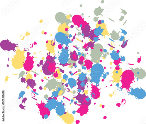 Set of paint brush stroke, ink splatter and artistic design elements. Ink splashes. Rough smears and stains. High quality manually traced.