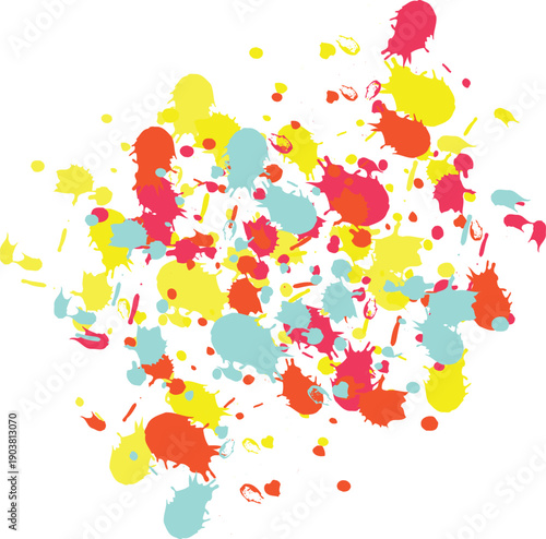 Set of paint brush stroke, ink splatter and artistic design elements. Ink splashes. Rough smears and stains. High quality manually traced.