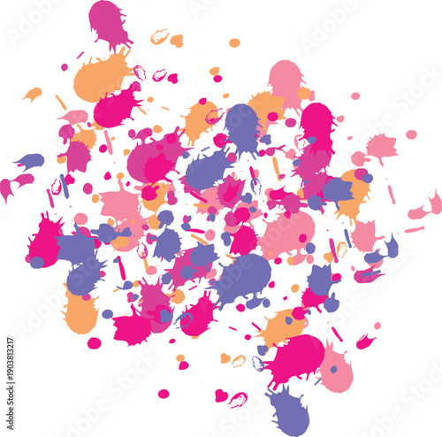 Set of paint brush stroke, ink splatter and artistic design elements. Ink splashes. Rough smears and stains. High quality manually traced.