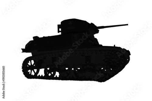 Silhouette of a military tank