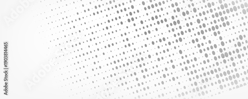 Grunge halftone gradient background. Faded grit noise texture. White and black sand wallpaper. Retro pixelated backdrop. Anime or manga style comic overlay. Vector graphic design textured template