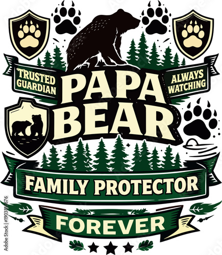 Papa Bear Family Protector Father's Day Design