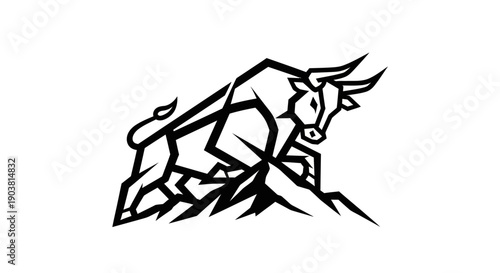 Geometric bull silhouette on white