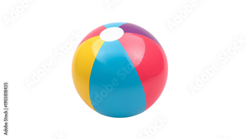 Colorful Beach Ball Sits on a White Background Ready for Summer Fun Activities