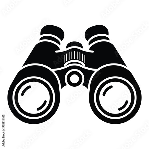 Black and white binoculars in monochrome style optical device magnification des